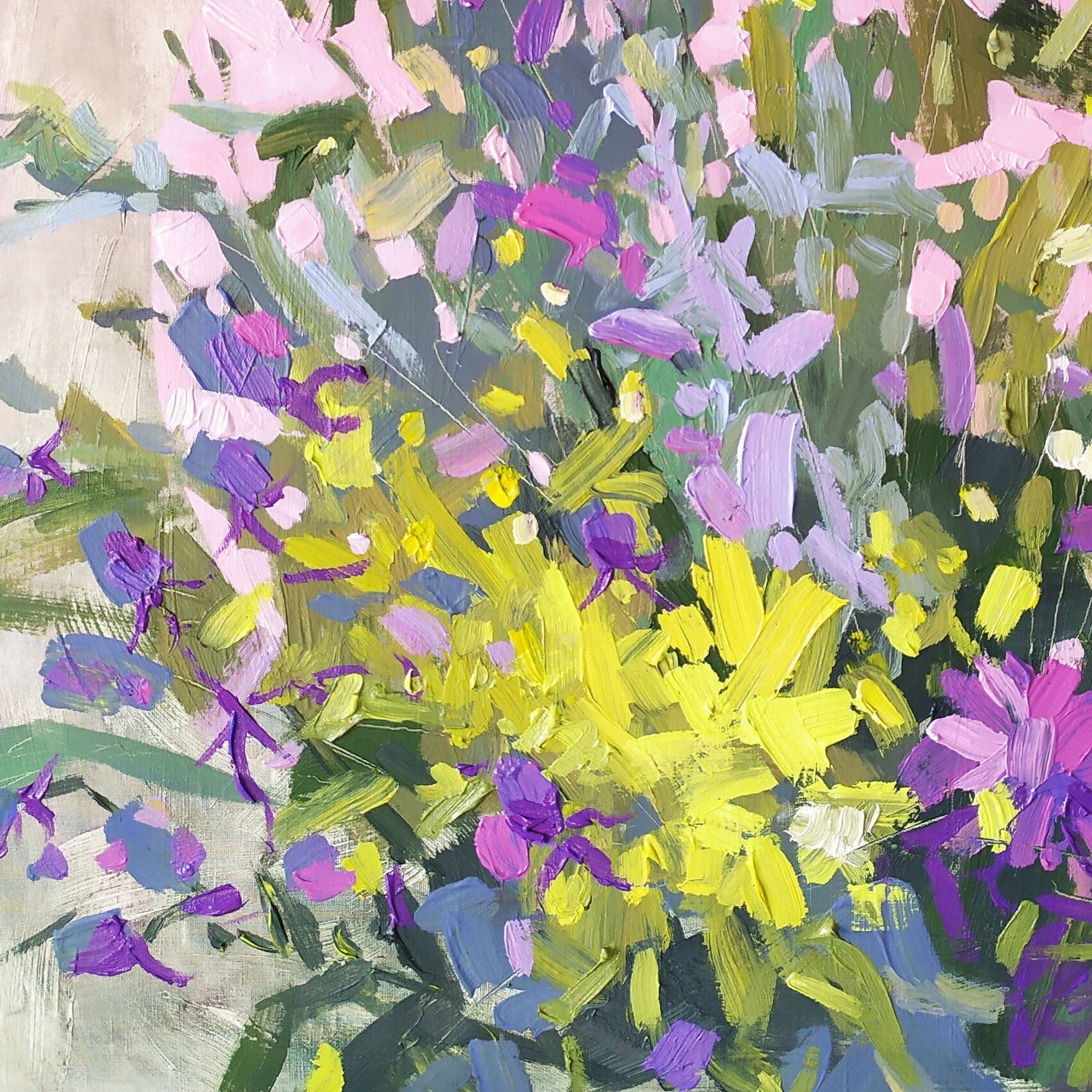 Steppe Bouquet, Original Hand-Painted Canvas By Ekaterina Prisich