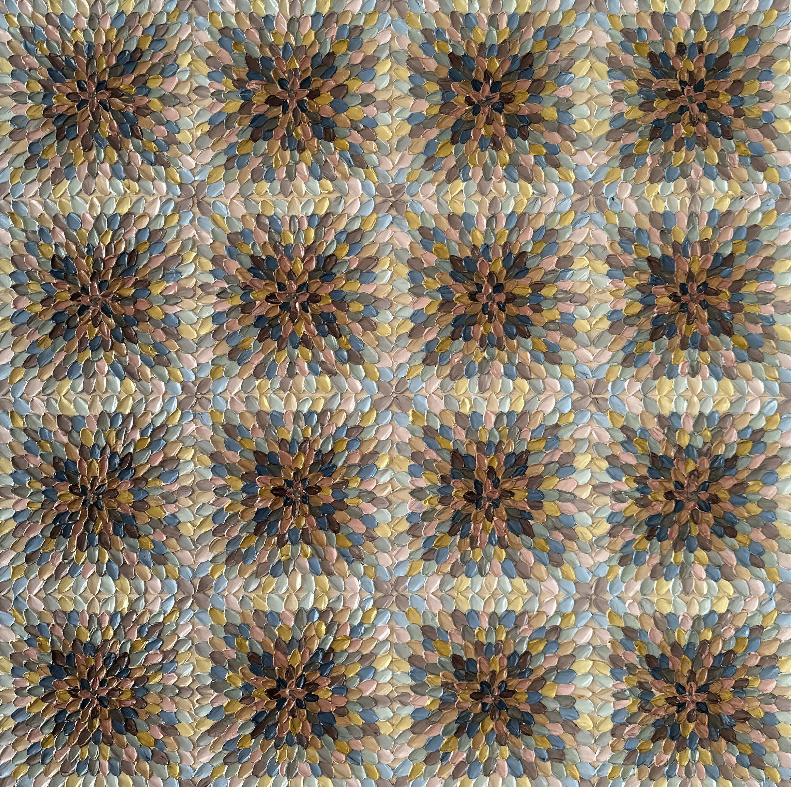 Beige kaleidoscope, Acrylic on Canvas,76x76x4cm By Guzaliya Xavier