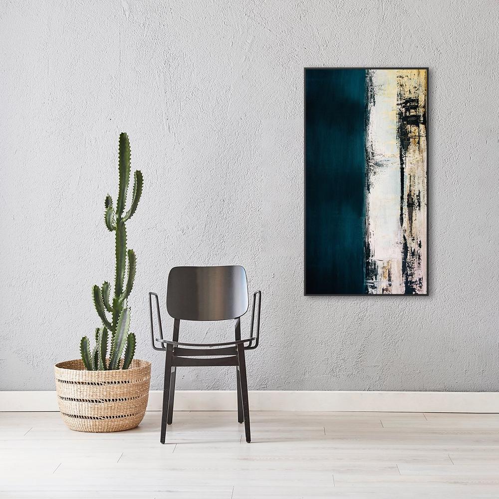 Abstract Art, Blue, Grey and Black, Hand-painted Canvas-Framed-Canvas-Print-Poster-Gioia Wall Art