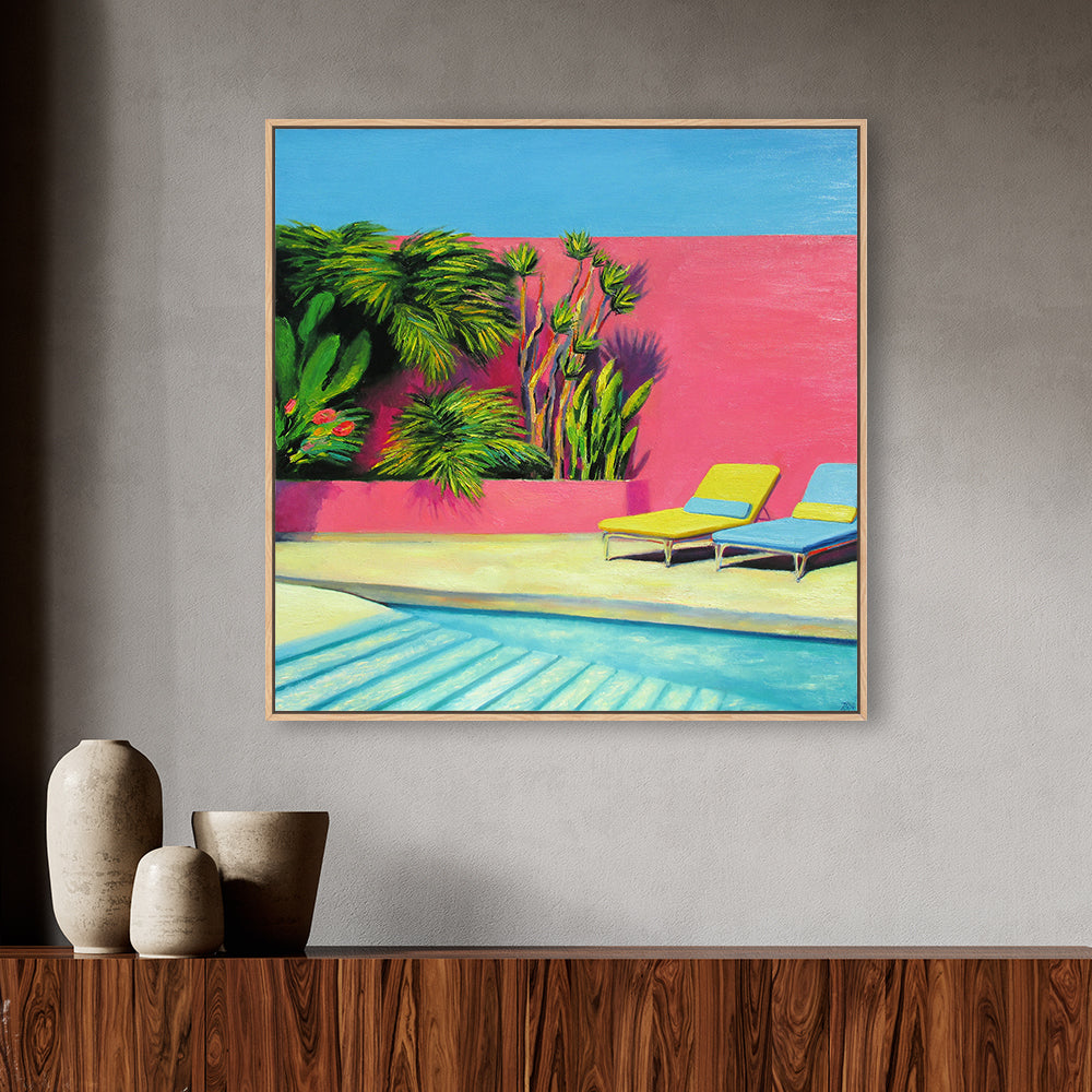 wall-art-print-canvas-poster-framed-12Pm, Pool Side Relaxing-by-Ieva Baklane-Gioia Wall Art