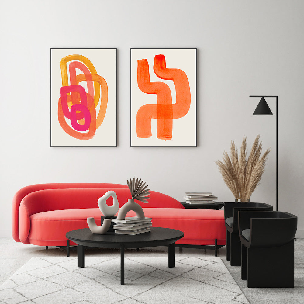 wall-art-print-canvas-poster-framed-70's Glow, Set Of 2 , By Ejaaz Haniff-GIOIA-WALL-ART