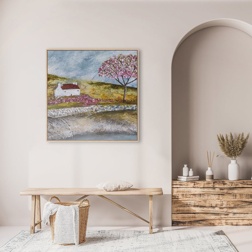 wall-art-print-canvas-poster-framed-A Blossom Tree By A Lake-by-Louise O'hara-Gioia Wall Art