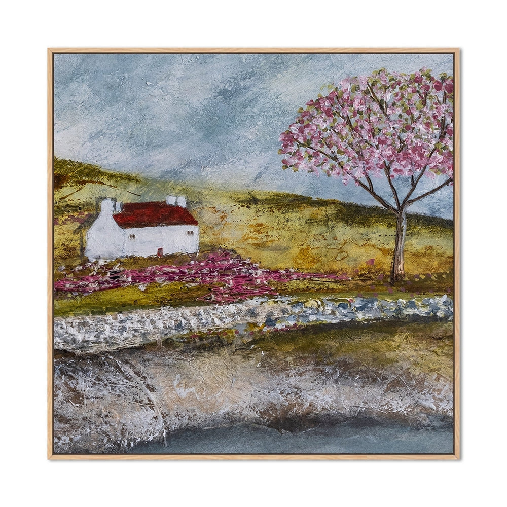 wall-art-print-canvas-poster-framed-A Blossom Tree By A Lake-by-Louise O'hara-Gioia Wall Art