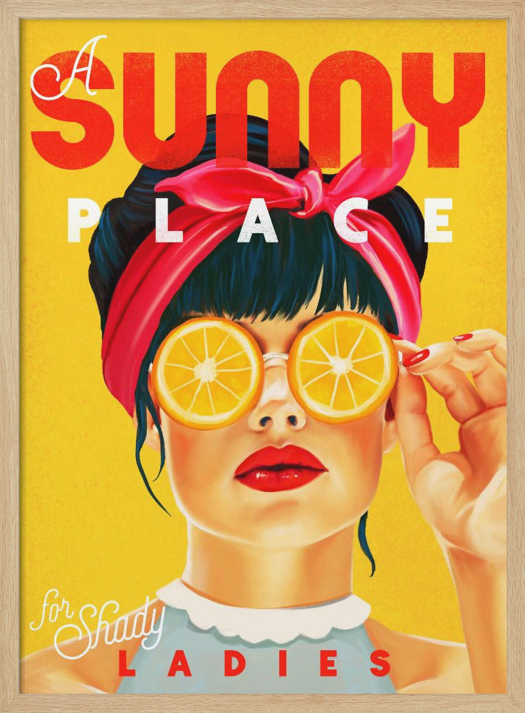 wall-art-print-canvas-poster-framed-A Sunny Place For Shady Ladies Orange Pinup Art , By Brett Gramse-1