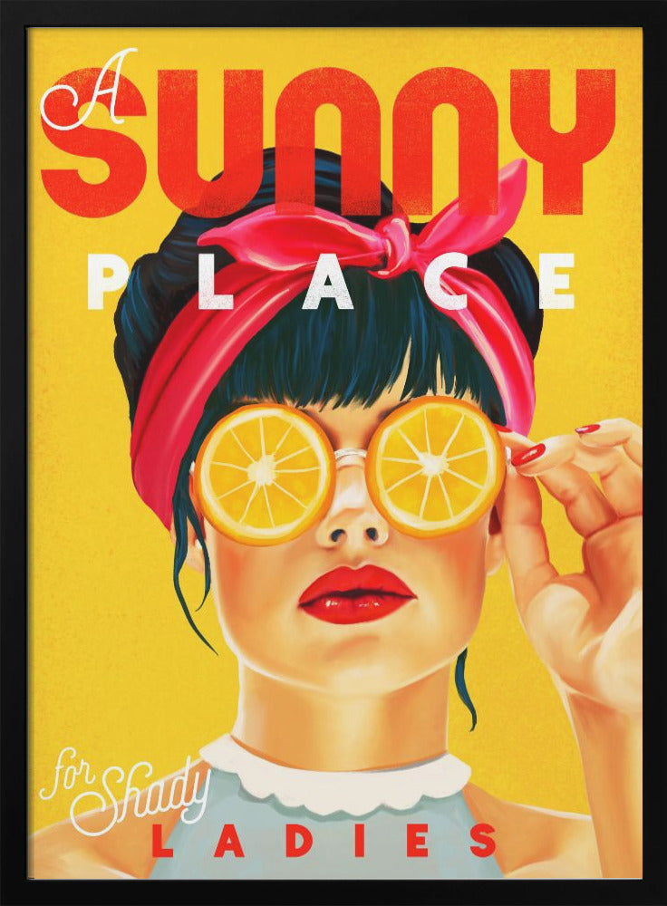 wall-art-print-canvas-poster-framed-A Sunny Place For Shady Ladies Orange Pinup Art , By Brett Gramse-2