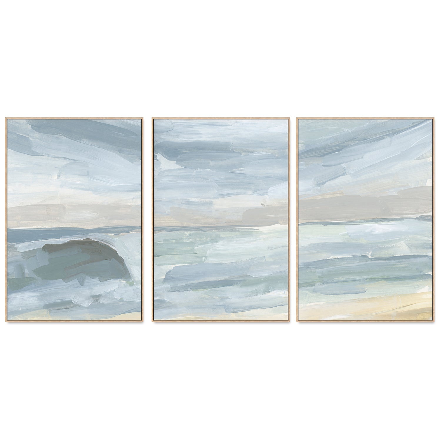 wall-art-print-canvas-poster-framed-A Washed Out Summer, Style F, G & H, Set of 3-by-Emily Wood-Gioia Wall Art