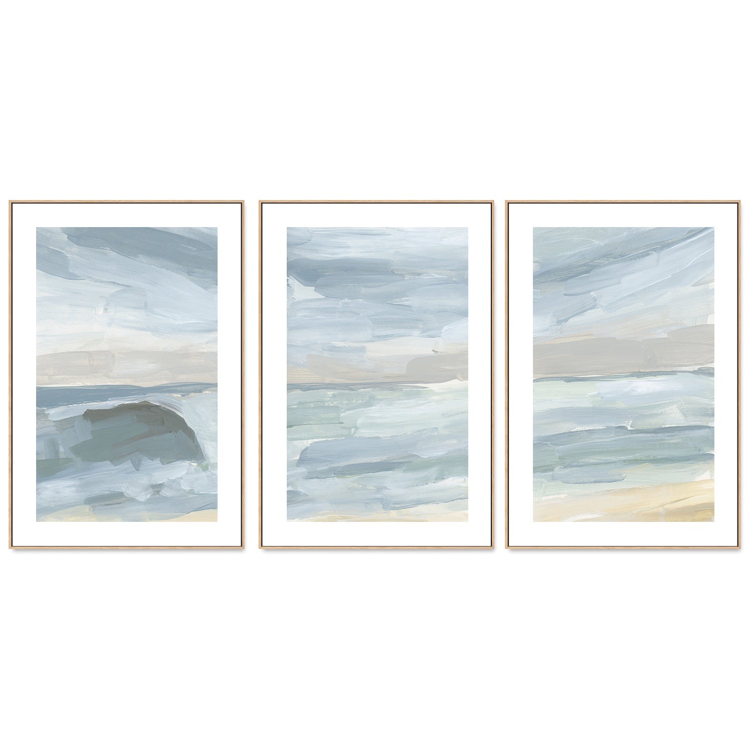 wall-art-print-canvas-poster-framed-A Washed Out Summer, Style F, G & H, Set of 3-by-Emily Wood-Gioia Wall Art