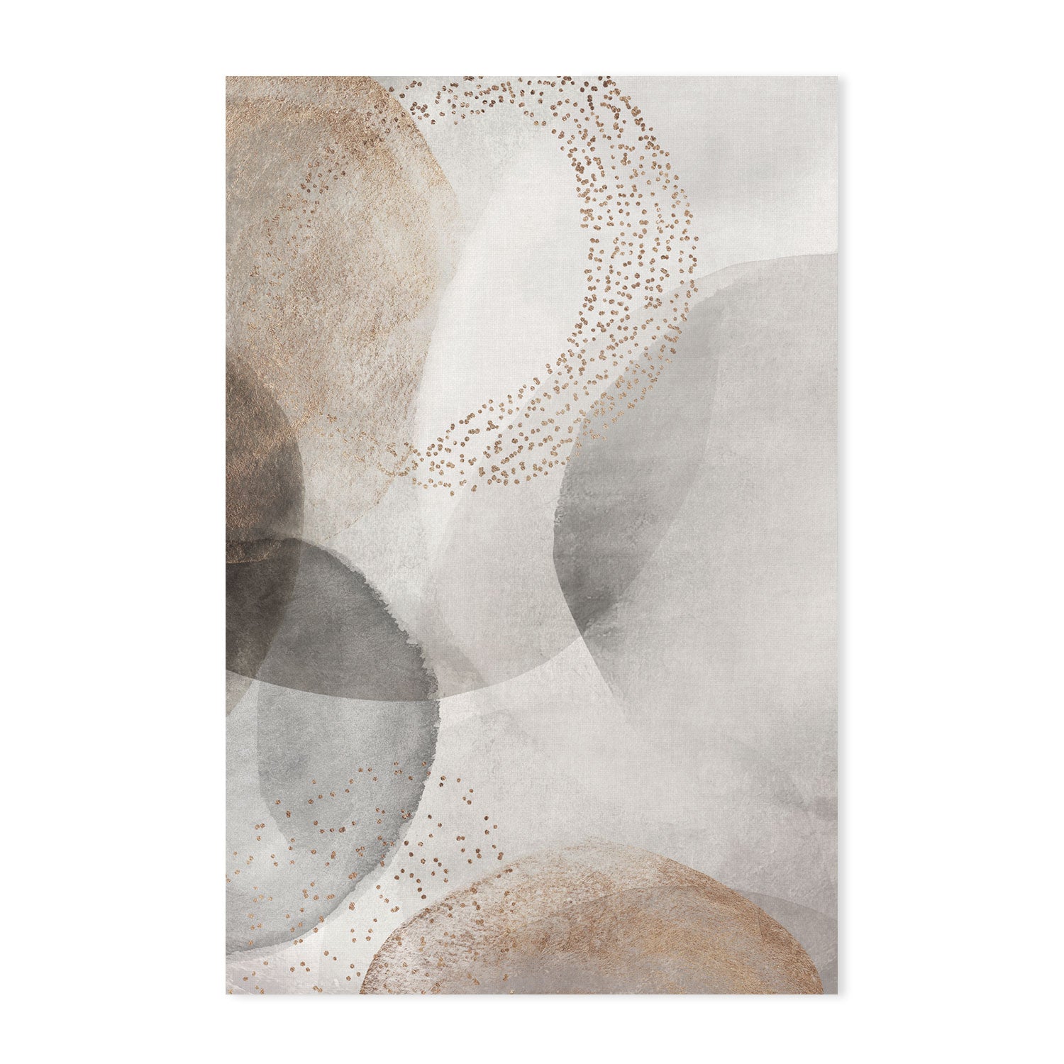 wall-art-print-canvas-poster-framed-Abstract Circles Grey Gold-by-Dear Musketeer Studio-Gioia Wall Art