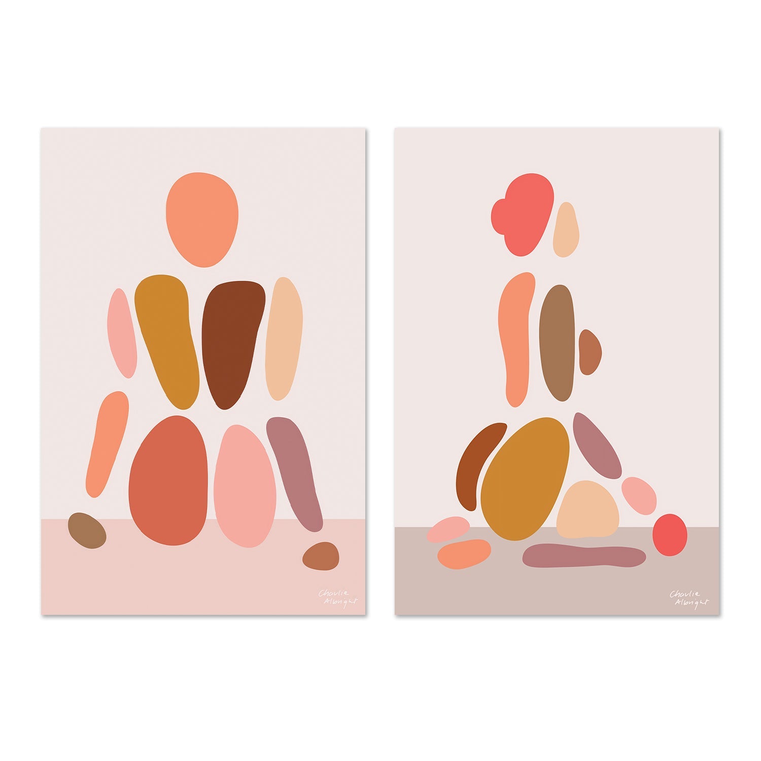 wall-art-print-canvas-poster-framed-Abstract Female Figure, Style A & E, Set Of 2 , By Moments By Charlie-GIOIA-WALL-ART