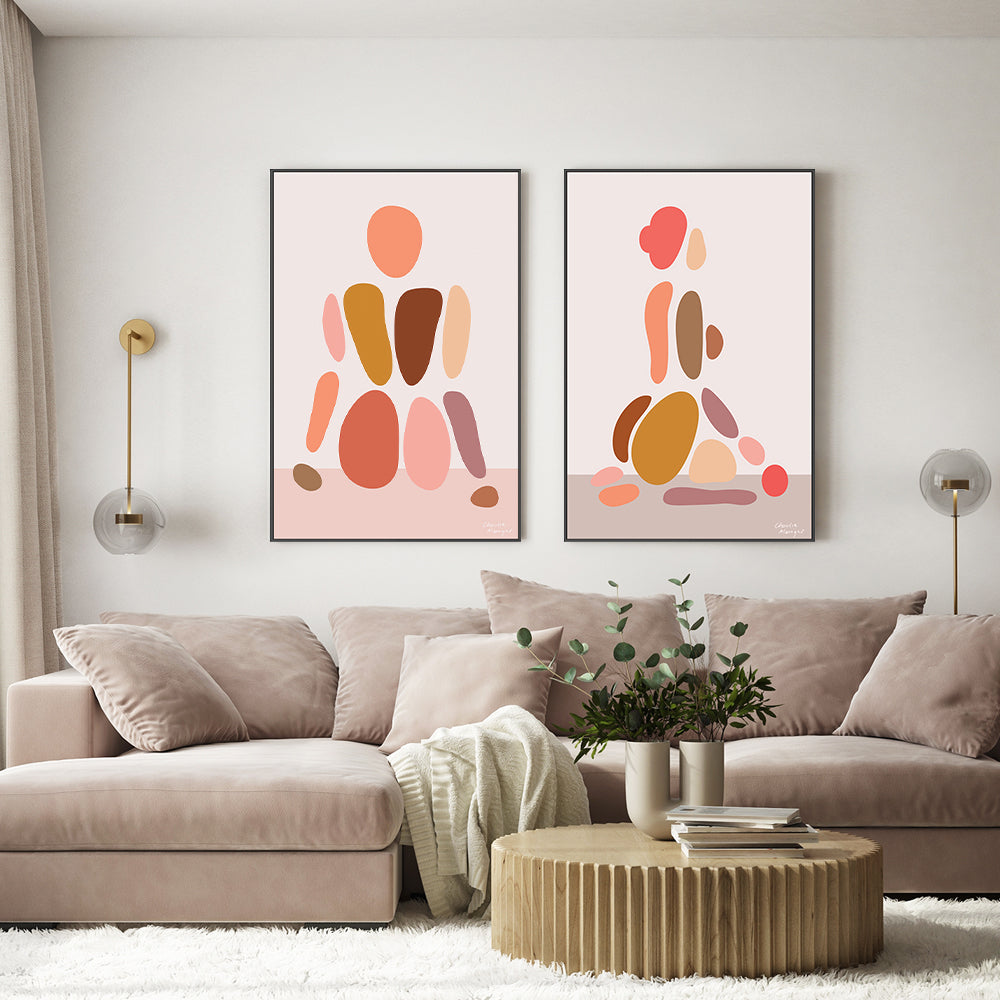 wall-art-print-canvas-poster-framed-Abstract Female Figure, Style A & E, Set Of 2 , By Moments By Charlie-GIOIA-WALL-ART