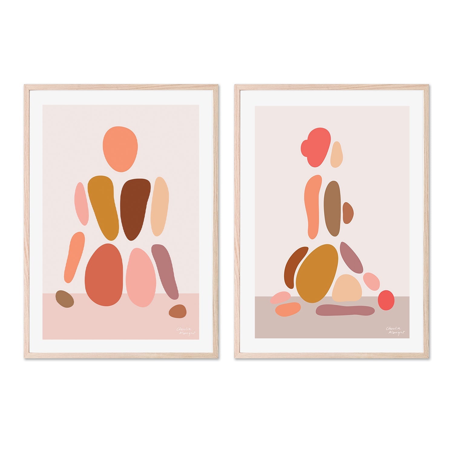 wall-art-print-canvas-poster-framed-Abstract Female Figure, Style A & E, Set Of 2 , By Moments By Charlie-GIOIA-WALL-ART