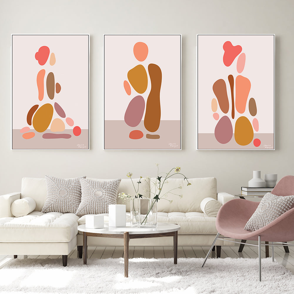 wall-art-print-canvas-poster-framed-Abstract Female Figure, Style C, D & E, Set Of 3 , By Moments By Charlie-GIOIA-WALL-ART