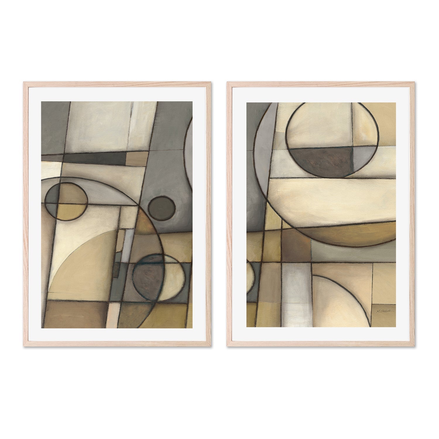 wall-art-print-canvas-poster-framed-Abstract Mythology, Style A & B, Set Of 2 , By Mike Schick-GIOIA-WALL-ART