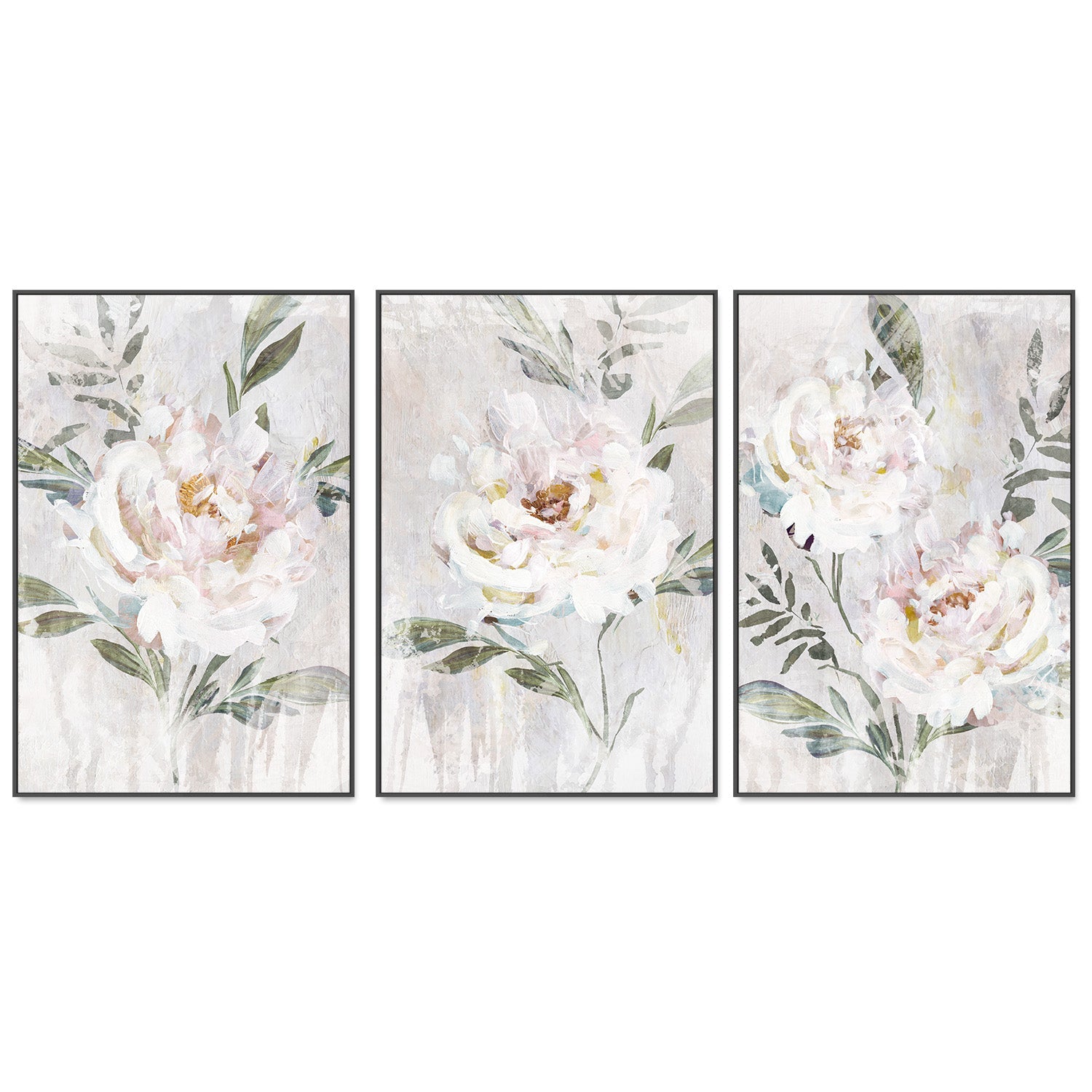 wall-art-print-canvas-poster-framed-Abstract Peony, Style A, B & C, Set Of 3 , By Nina Blue-3