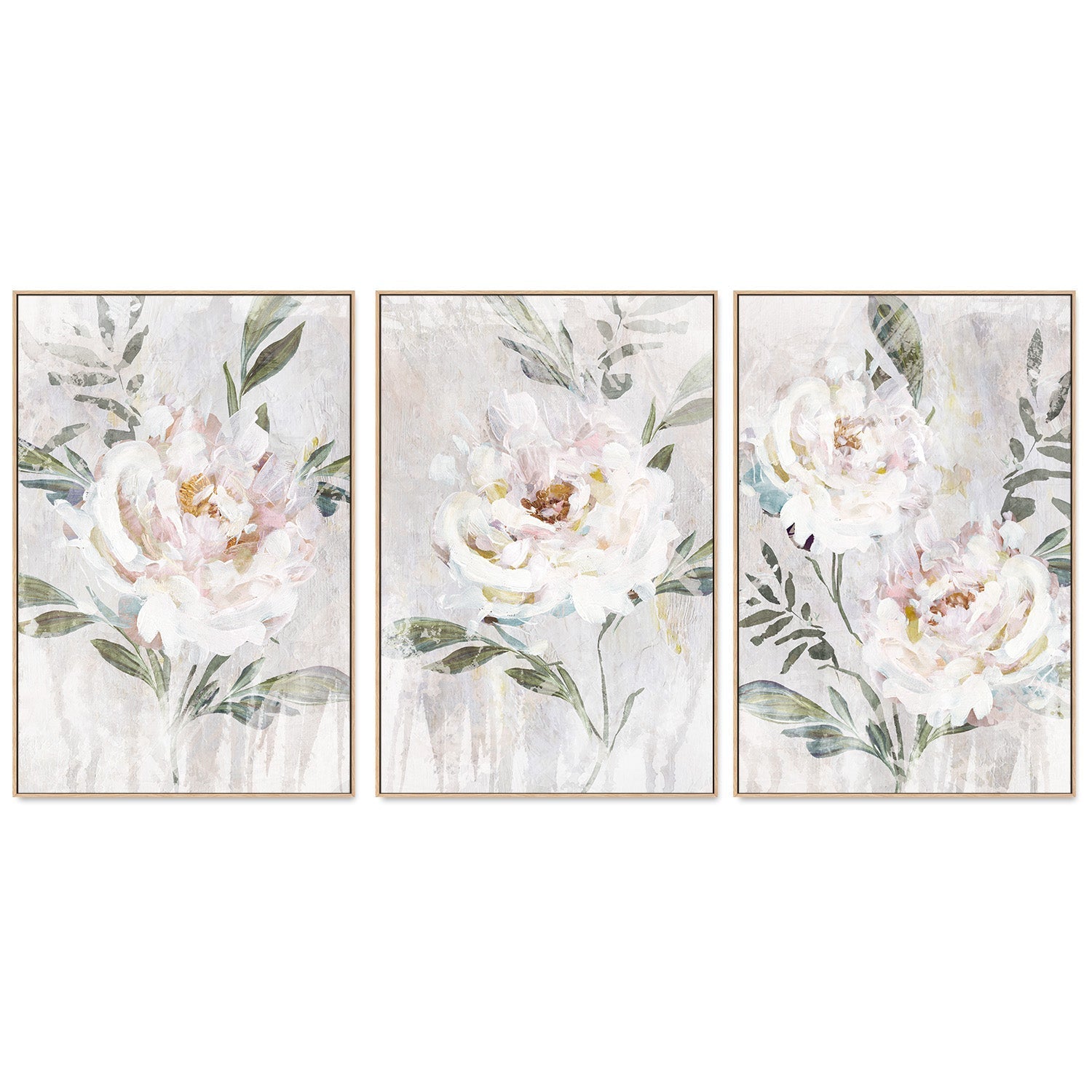 wall-art-print-canvas-poster-framed-Abstract Peony, Style A, B & C, Set Of 3 , By Nina Blue-4