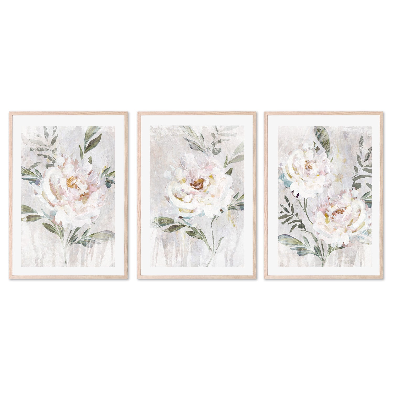 wall-art-print-canvas-poster-framed-Abstract Peony, Style A, B & C, Set Of 3 , By Nina Blue-6