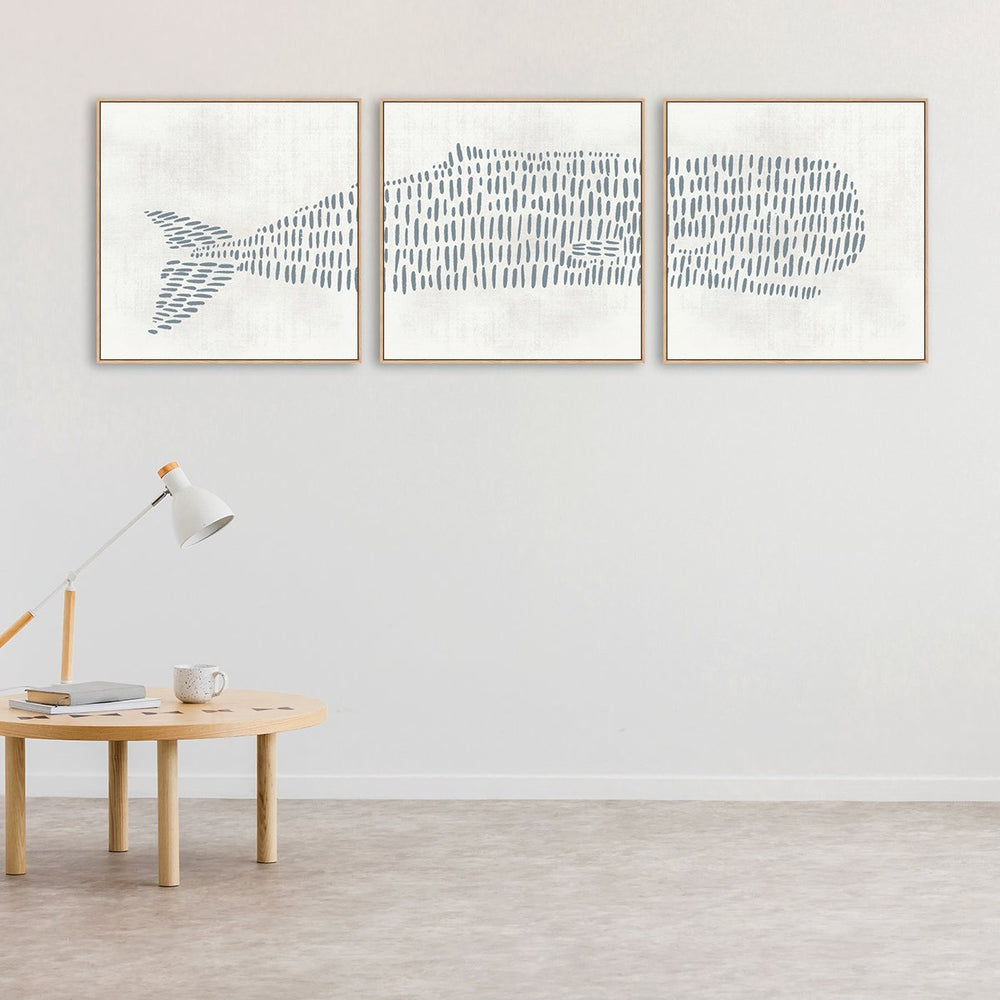 wall-art-print-canvas-poster-framed-Abstract Whale, Set Of 3-by-Emily Wood-Gioia Wall Art