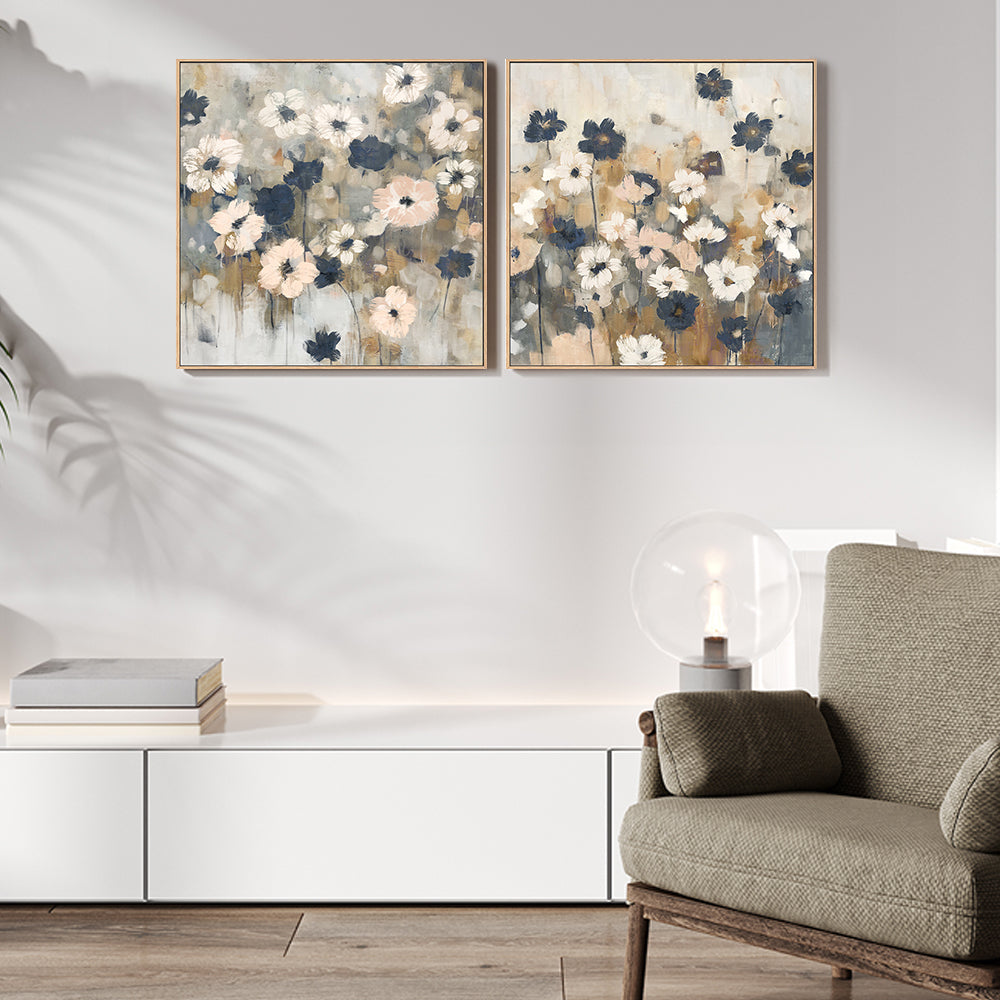 wall-art-print-canvas-poster-framed-Abstracted Florals, Style A & B, Set Of 2 , By Nina Blue-2