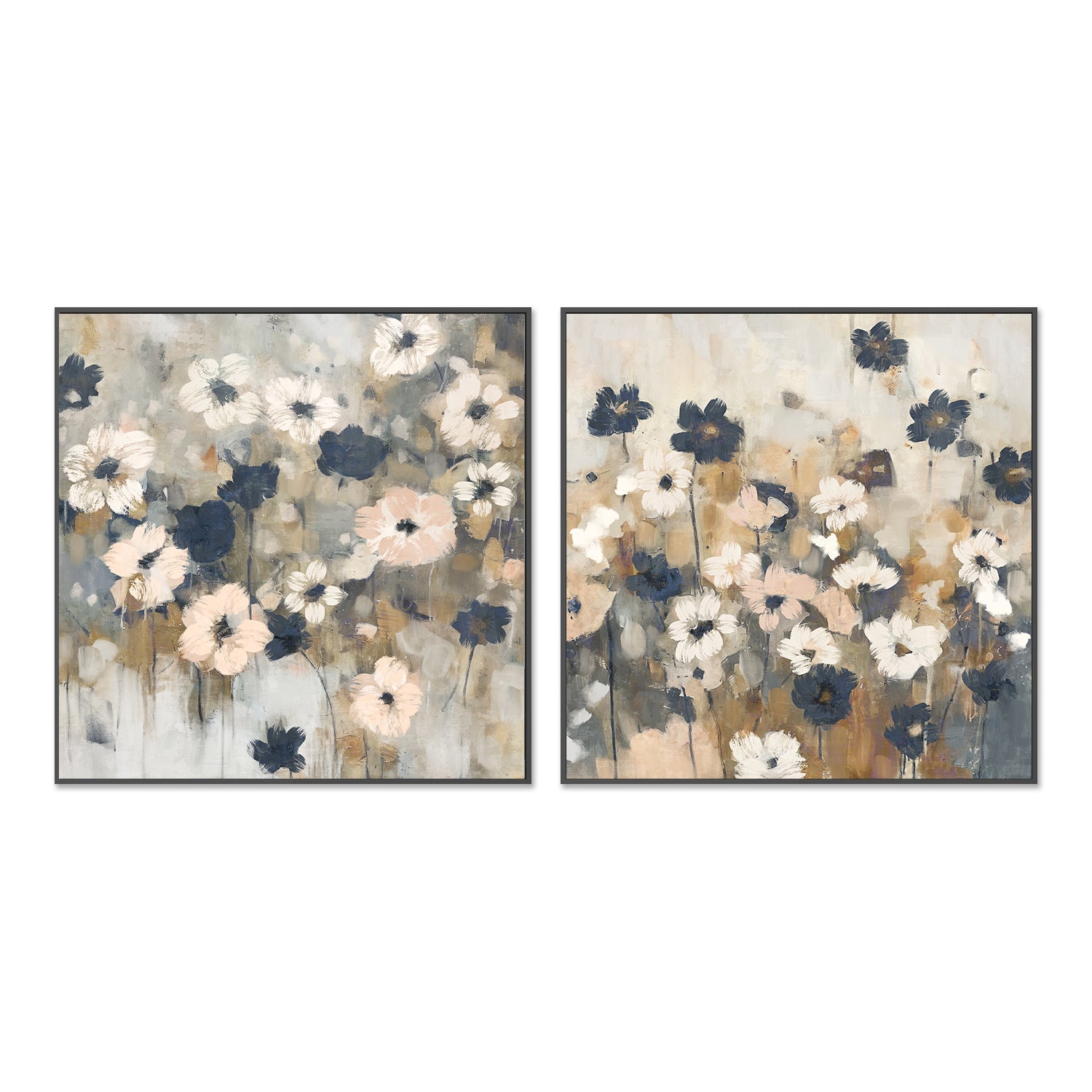 wall-art-print-canvas-poster-framed-Abstracted Florals, Style A & B, Set Of 2 , By Nina Blue-3