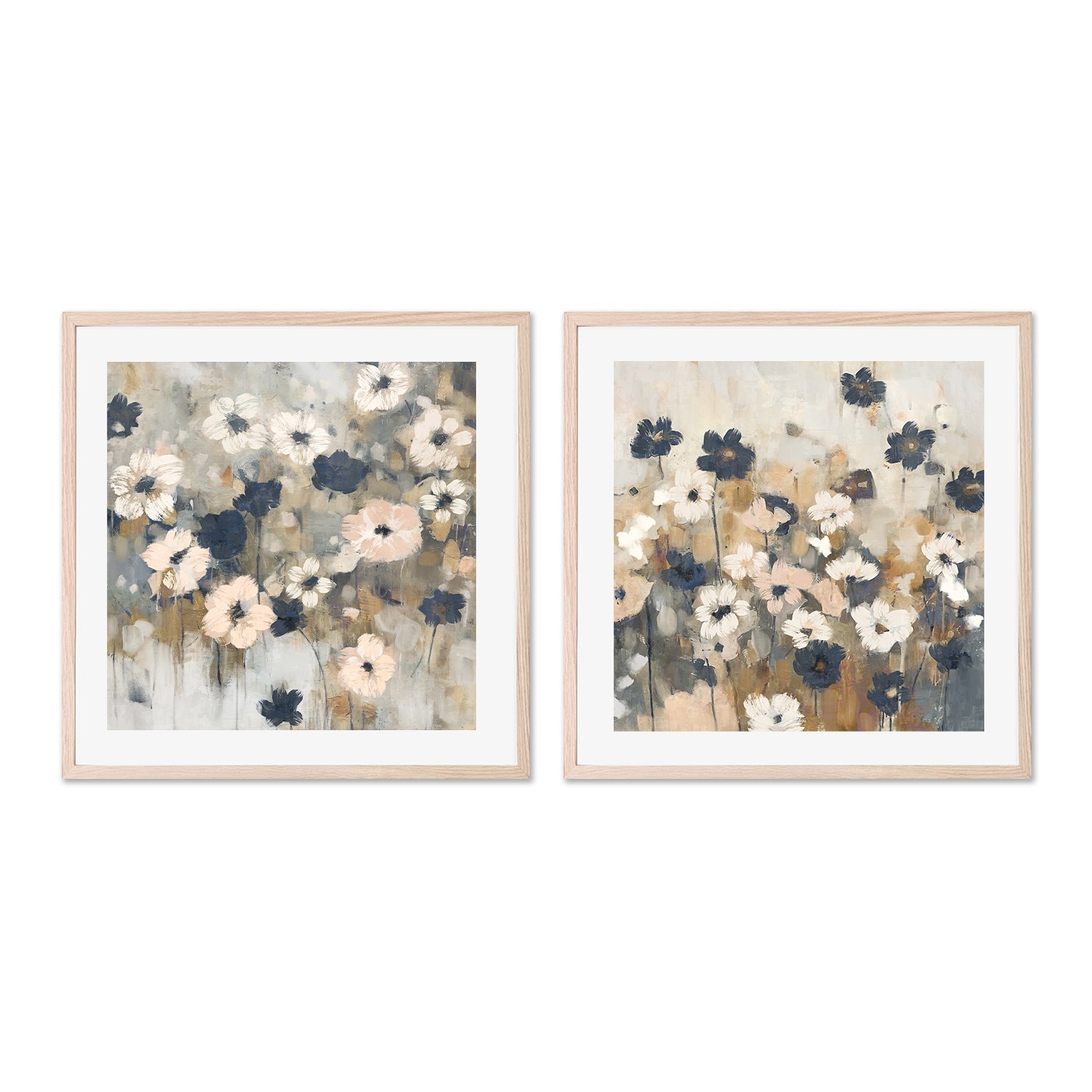 wall-art-print-canvas-poster-framed-Abstracted Florals, Style A & B, Set Of 2 , By Nina Blue-6