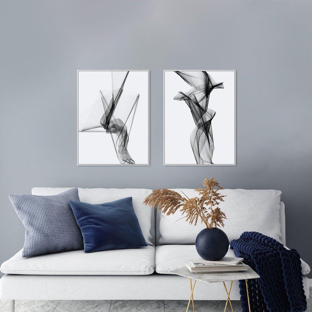 wall-art-print-canvas-poster-framed-Aerial Silk, Black And White, Set Of 2, Style C-by-Gioia Wall Art-Gioia Wall Art