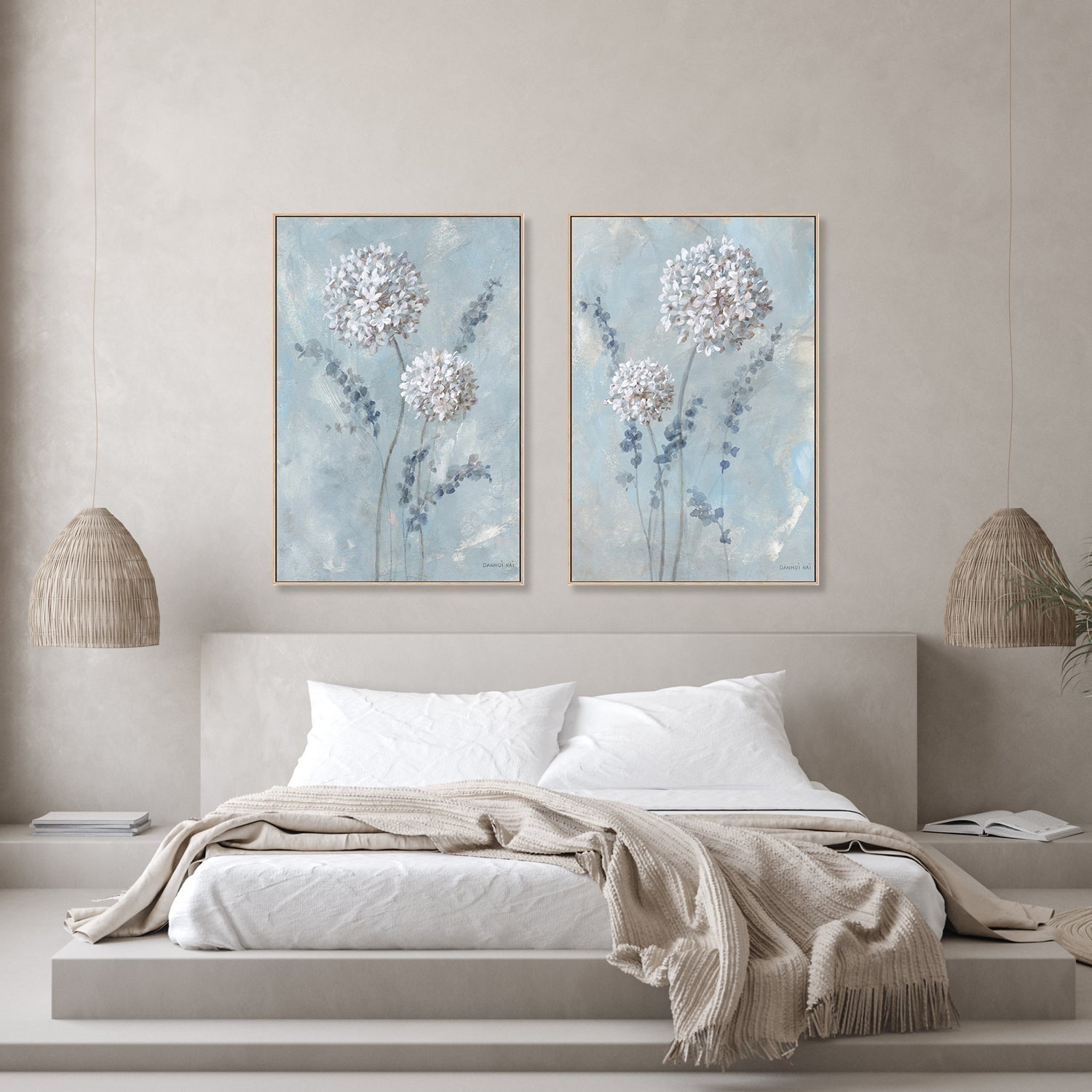 wall-art-print-canvas-poster-framed-Airy Blooms, Set of 2-by-Danhui Nai-Gioia Wall Art