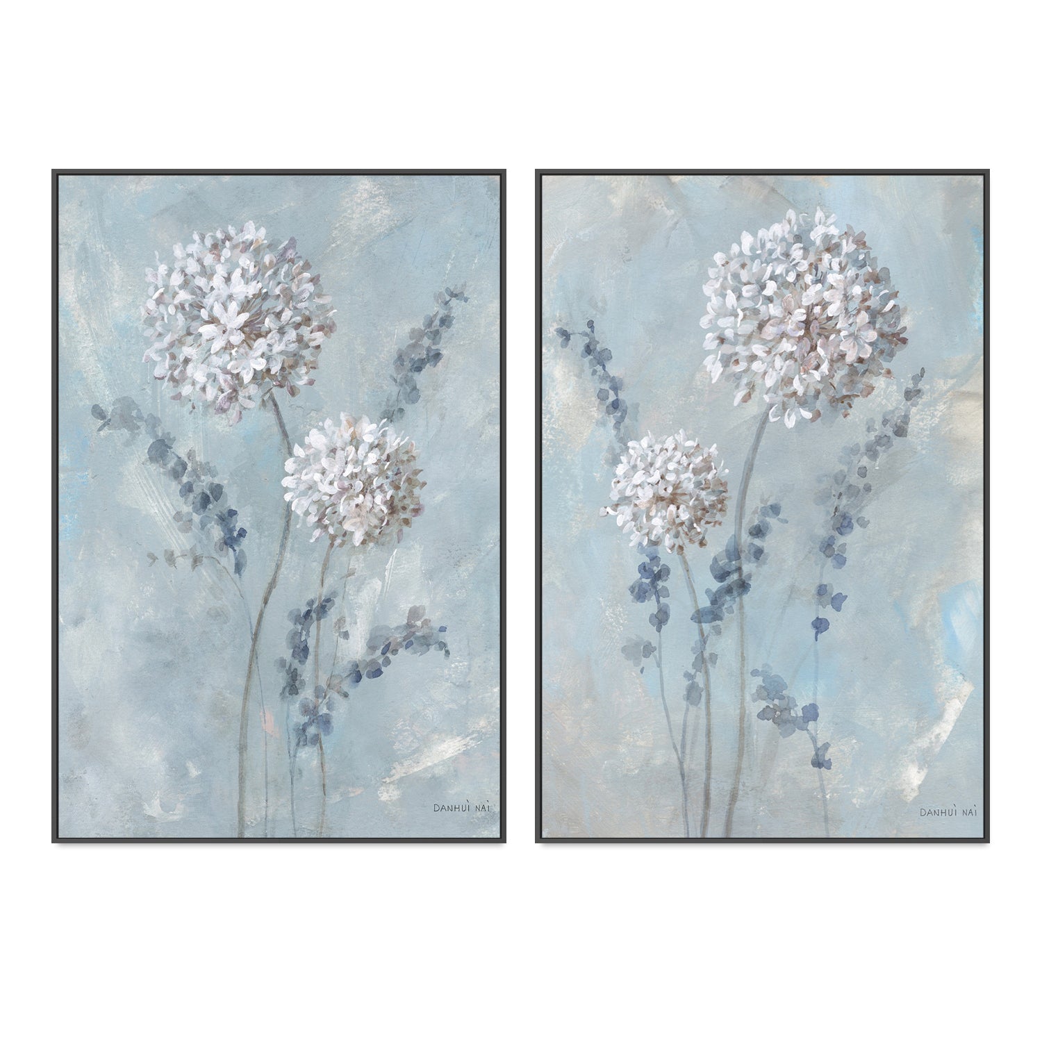 wall-art-print-canvas-poster-framed-Airy Blooms, Set of 2-by-Danhui Nai-Gioia Wall Art