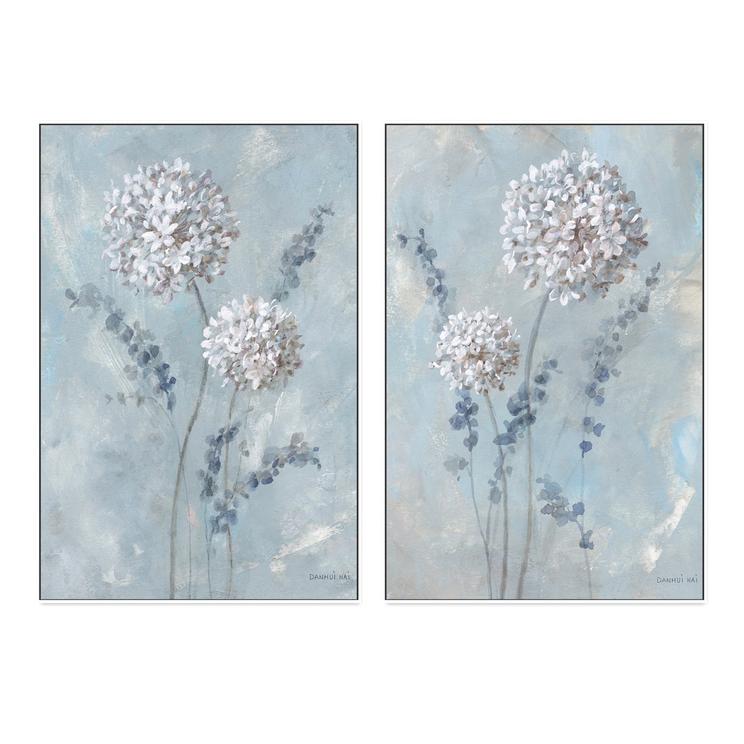 wall-art-print-canvas-poster-framed-Airy Blooms, Set of 2-by-Danhui Nai-Gioia Wall Art