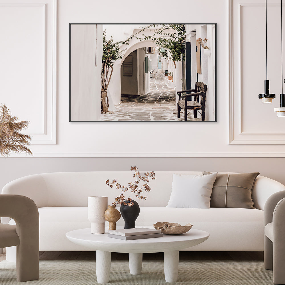 Alley in an old town, Greece-Gioia-Prints-Framed-Canvas-Poster-GIOIA-WALL-ART