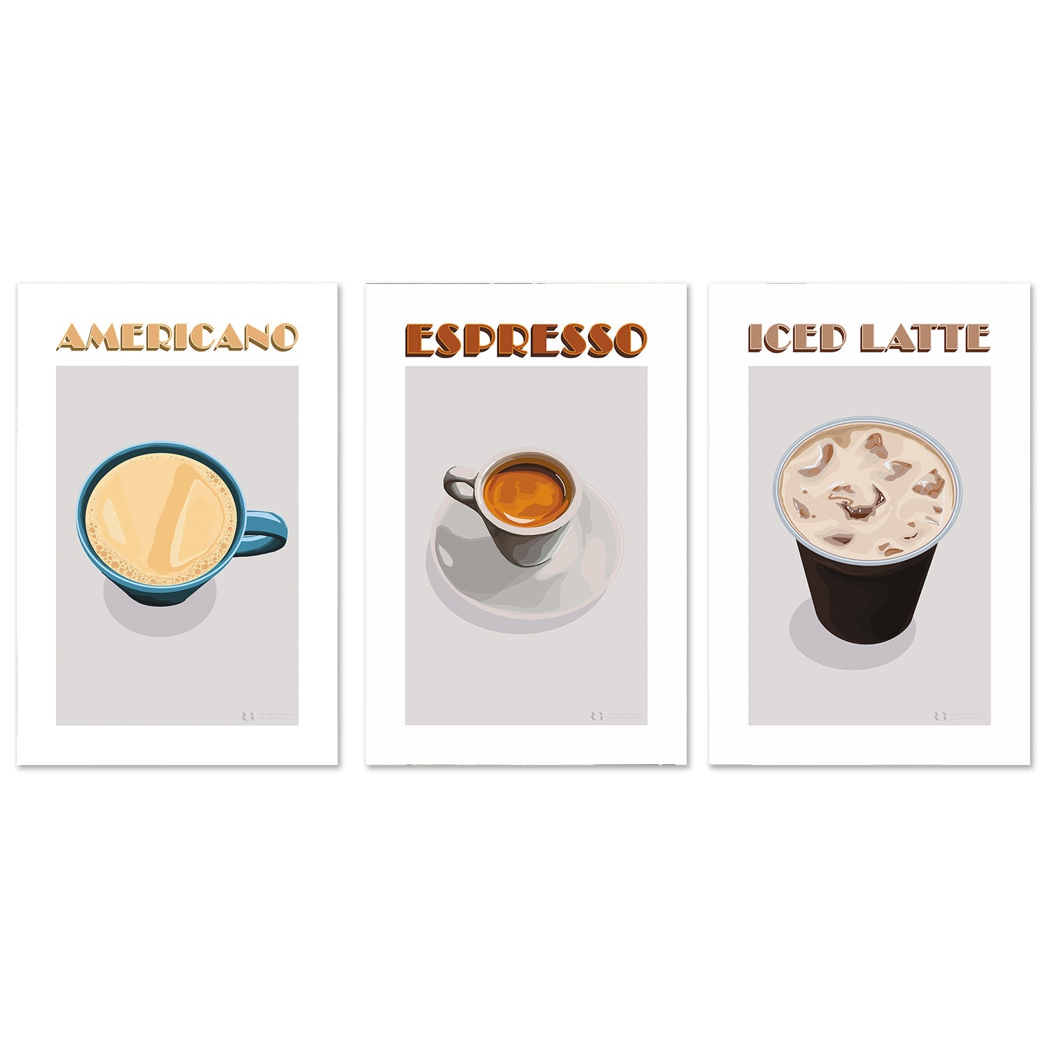 wall-art-print-canvas-poster-framed-Americano, Espresso & Latte, Set Of 3-by-Rosalyn Gray-Gioia Wall Art