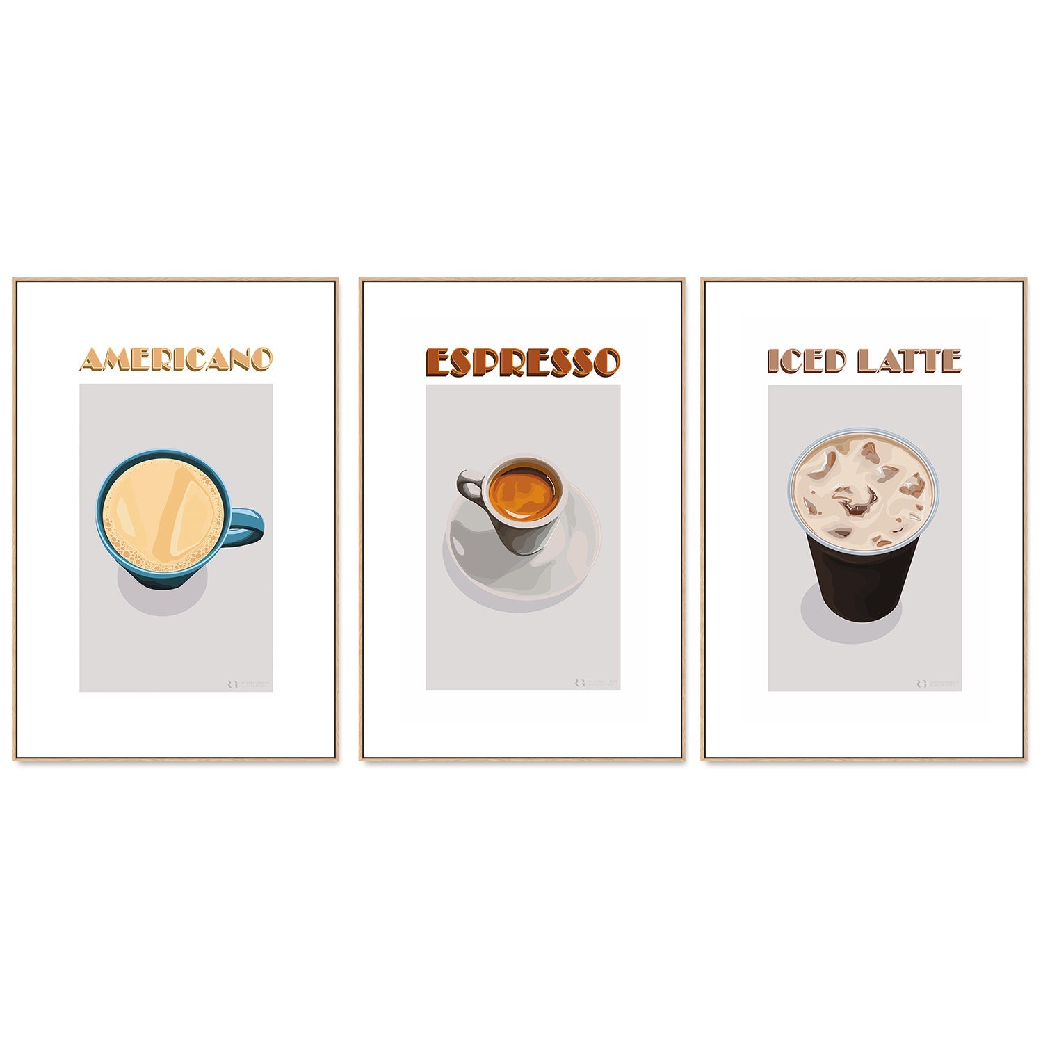 wall-art-print-canvas-poster-framed-Americano, Espresso & Latte, Set Of 3-by-Rosalyn Gray-Gioia Wall Art