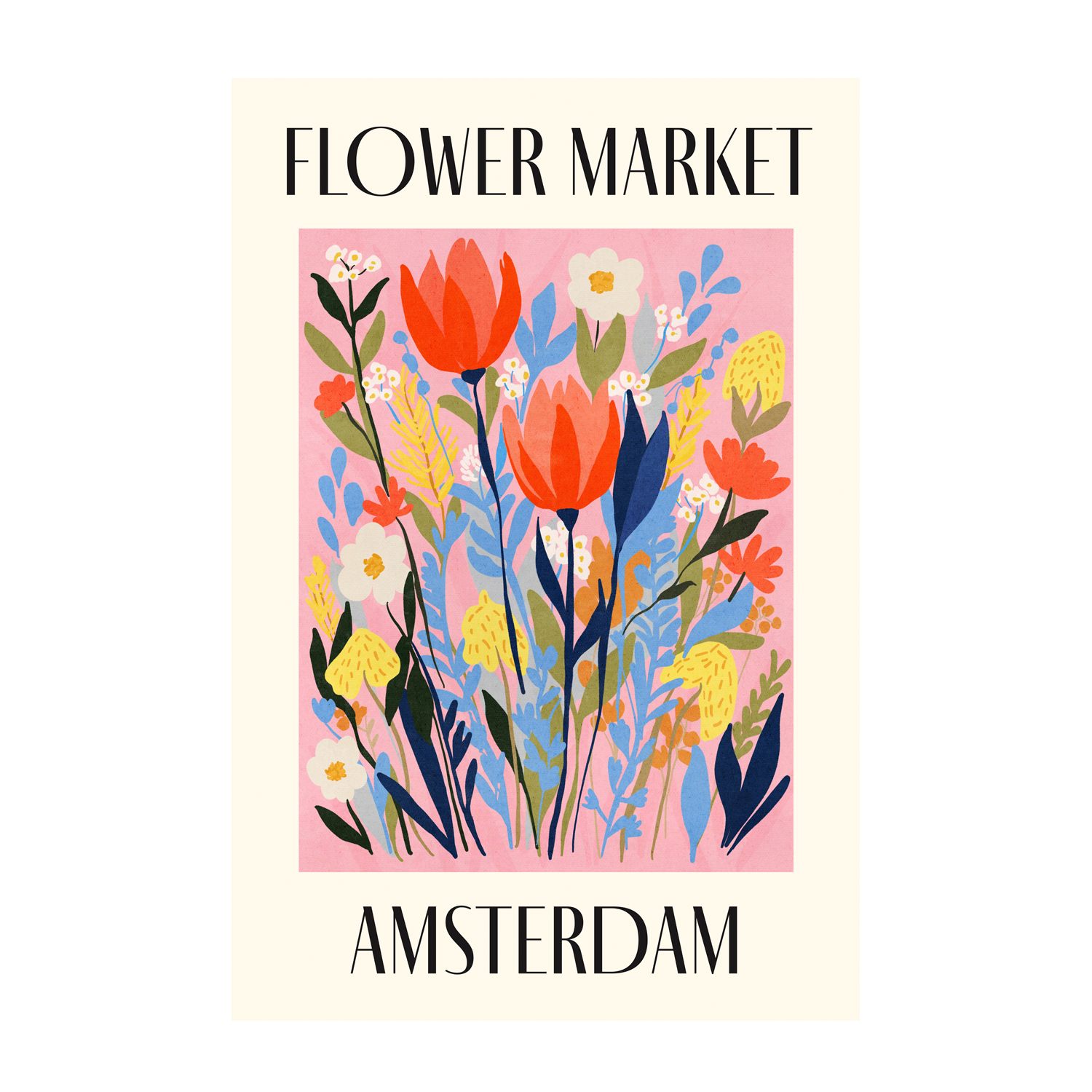 wall-art-print-canvas-poster-framed-Amsterdam Flower Market , By Lia Nell-1