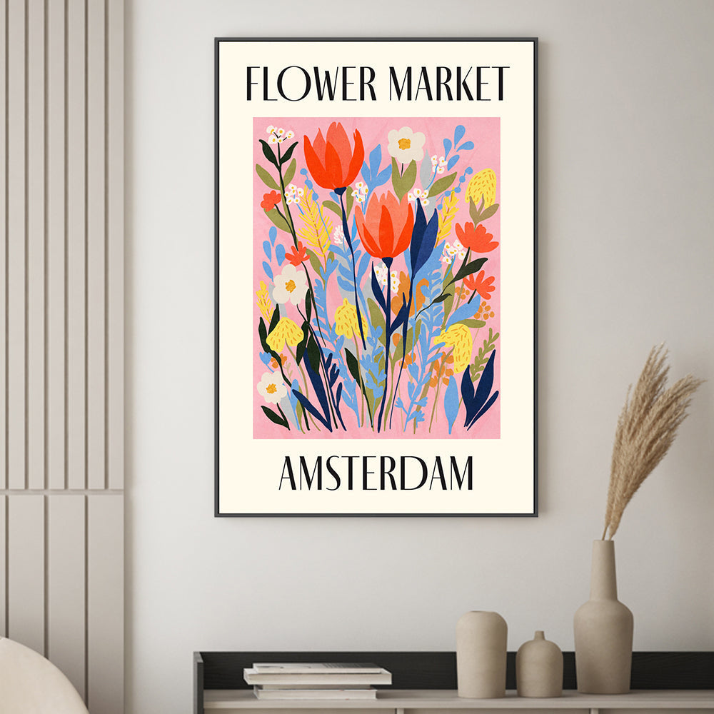 wall-art-print-canvas-poster-framed-Amsterdam Flower Market , By Lia Nell-2