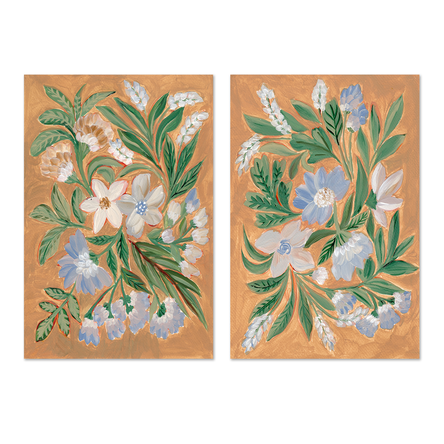 wall-art-print-canvas-poster-framed-Antique Blossoms, Style A & B, Set Of 2 , By Nikita Jariwala-GIOIA-WALL-ART