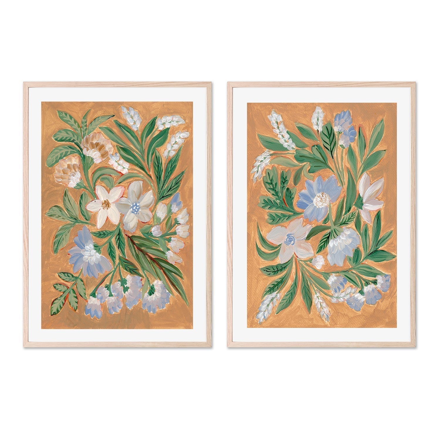 wall-art-print-canvas-poster-framed-Antique Blossoms, Style A & B, Set Of 2 , By Nikita Jariwala-GIOIA-WALL-ART