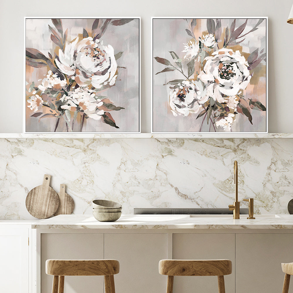 wall-art-print-canvas-poster-framed-Antique Rose, Warm Tones, Style A & B, Set of 2 , By Nina Blue-2