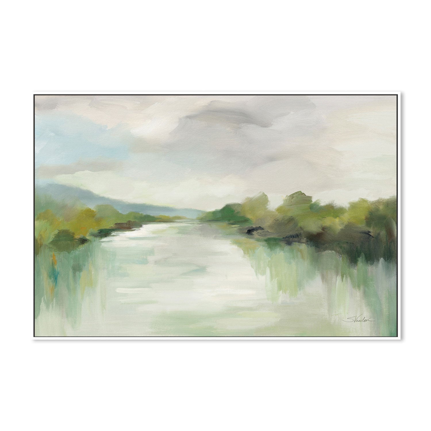 wall-art-print-canvas-poster-framed-April River Light-by-Silvia Vassileva-Gioia Wall Art