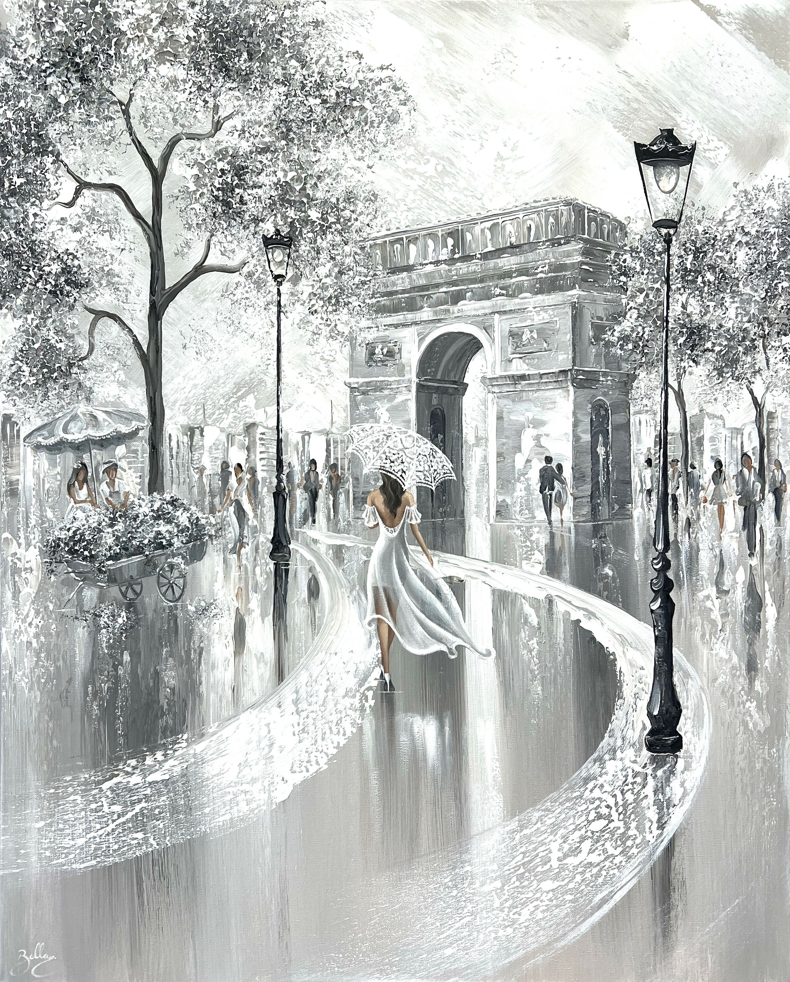 wall-art-print-canvas-poster-framed-Arc De Triomphe, Paris Flair, Original Hand Painting By Isabella Karolewicz , By Isabella Karolewicz-1