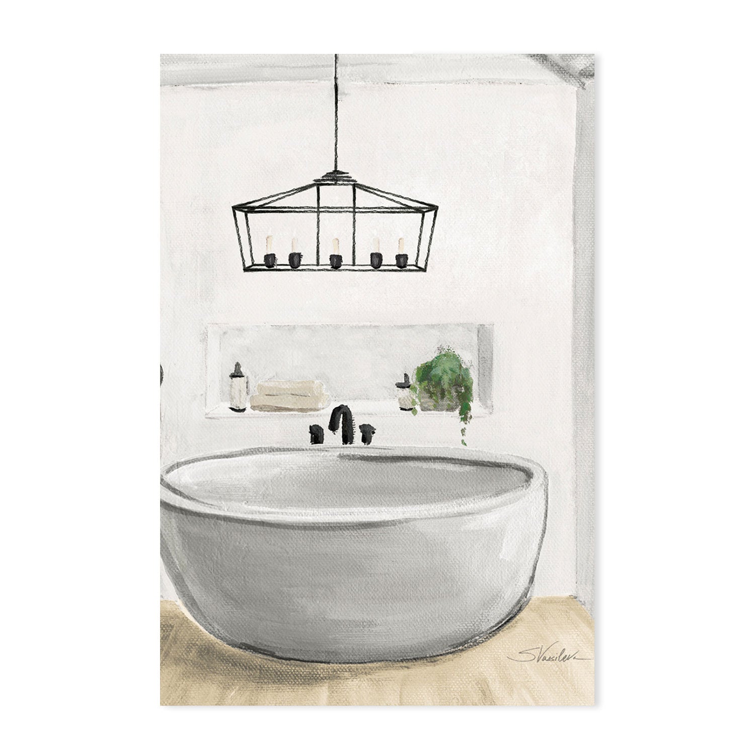 wall-art-print-canvas-poster-framed-Attic Bathroom, Style B-by-Silvia Vassileva-Gioia Wall Art