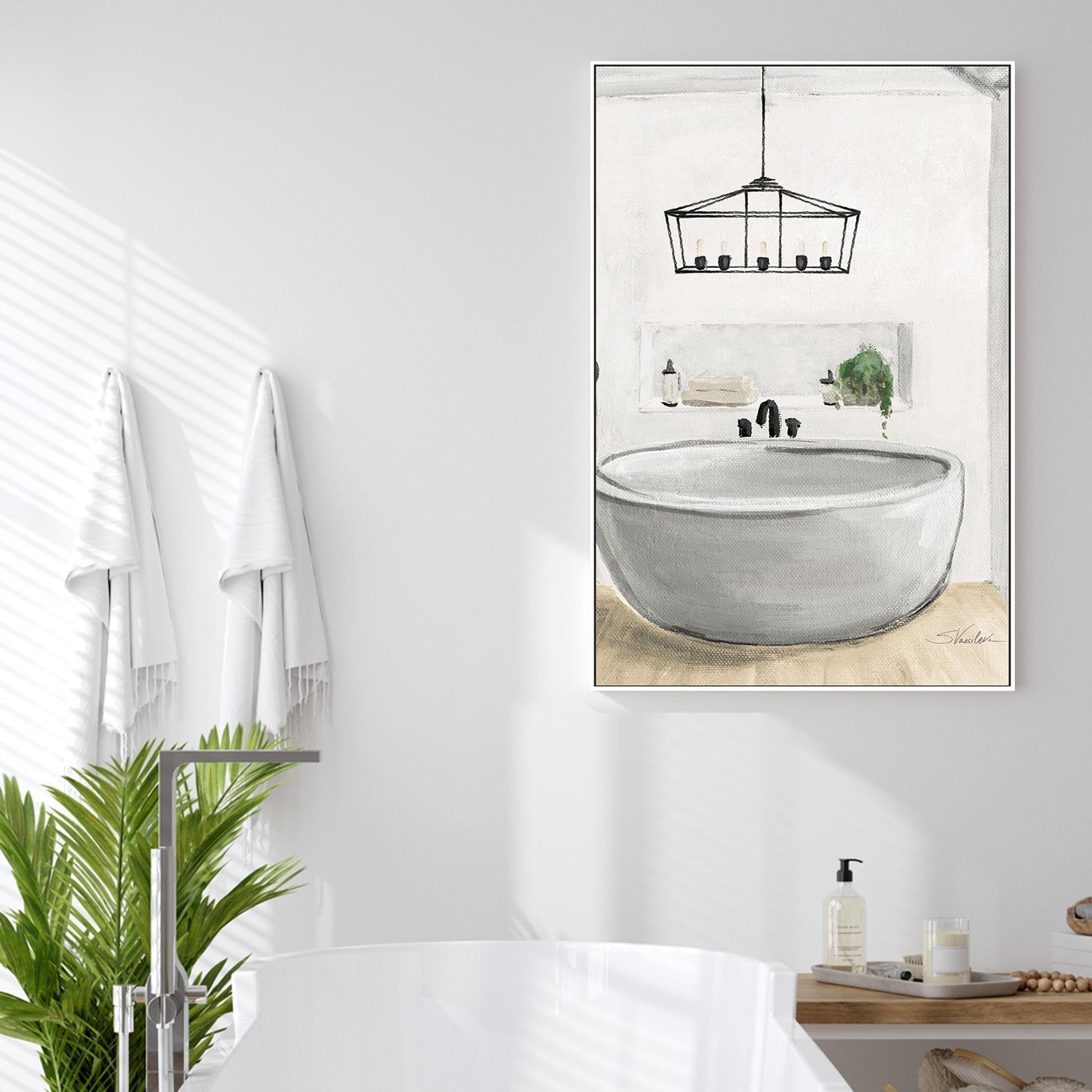 wall-art-print-canvas-poster-framed-Attic Bathroom, Style B-by-Silvia Vassileva-Gioia Wall Art