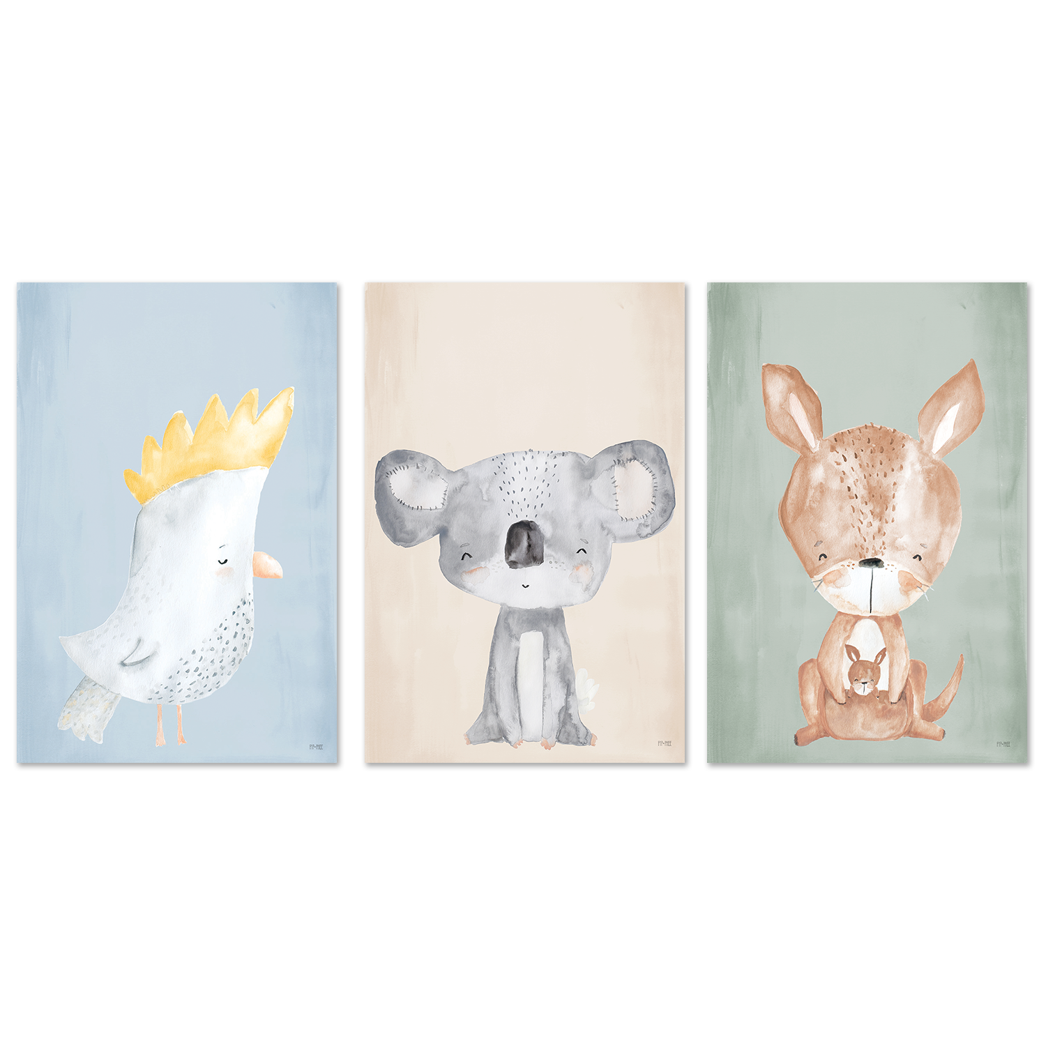 wall-art-print-canvas-poster-framed-Aussie Critters, Style A, B & C, Set of 3 , By Pip and Phee-1