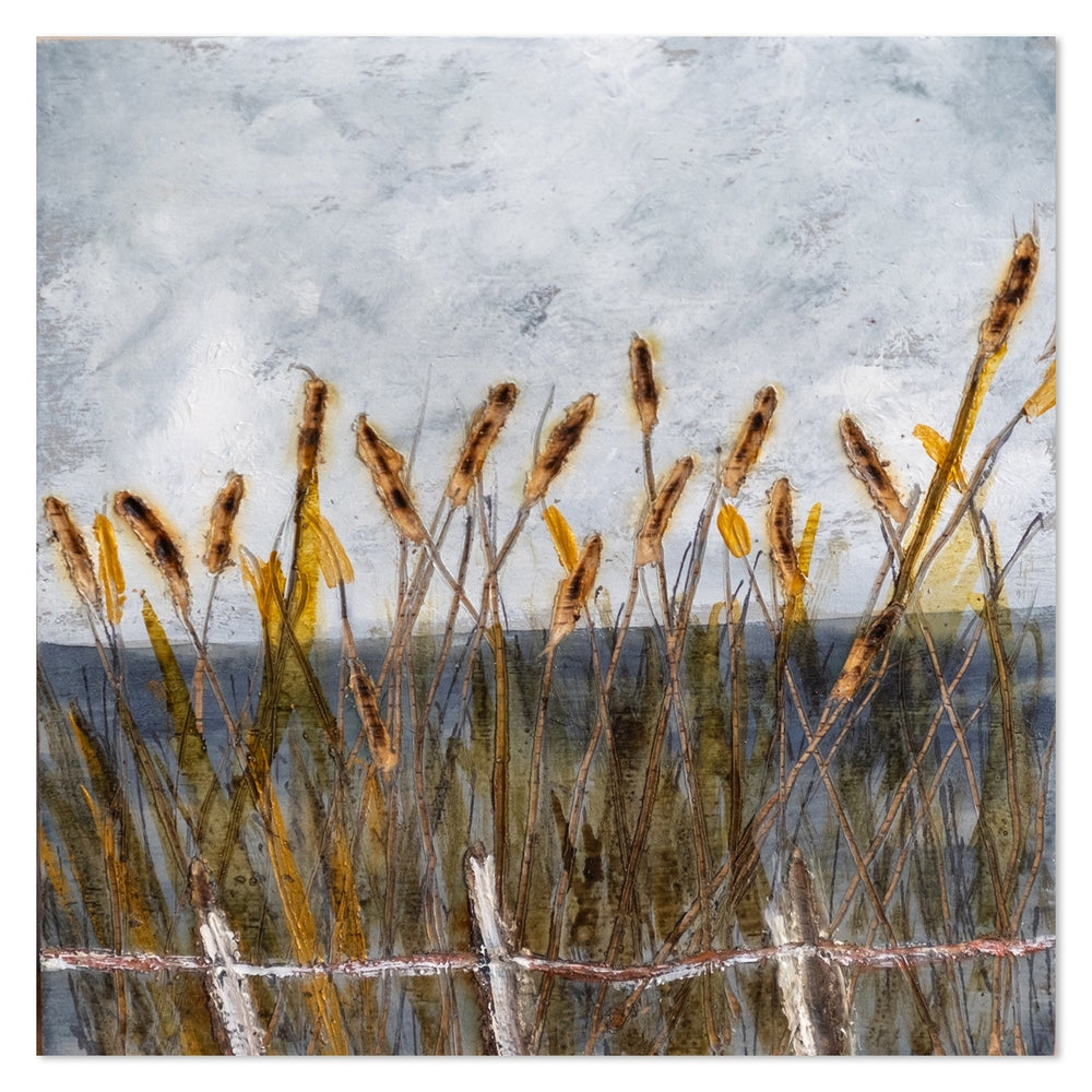 wall-art-print-canvas-poster-framed-Autumn Bullrushes-by-Louise O'hara-Gioia Wall Art