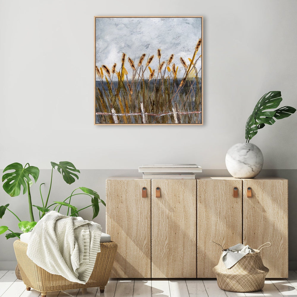 wall-art-print-canvas-poster-framed-Autumn Bullrushes-by-Louise O'hara-Gioia Wall Art