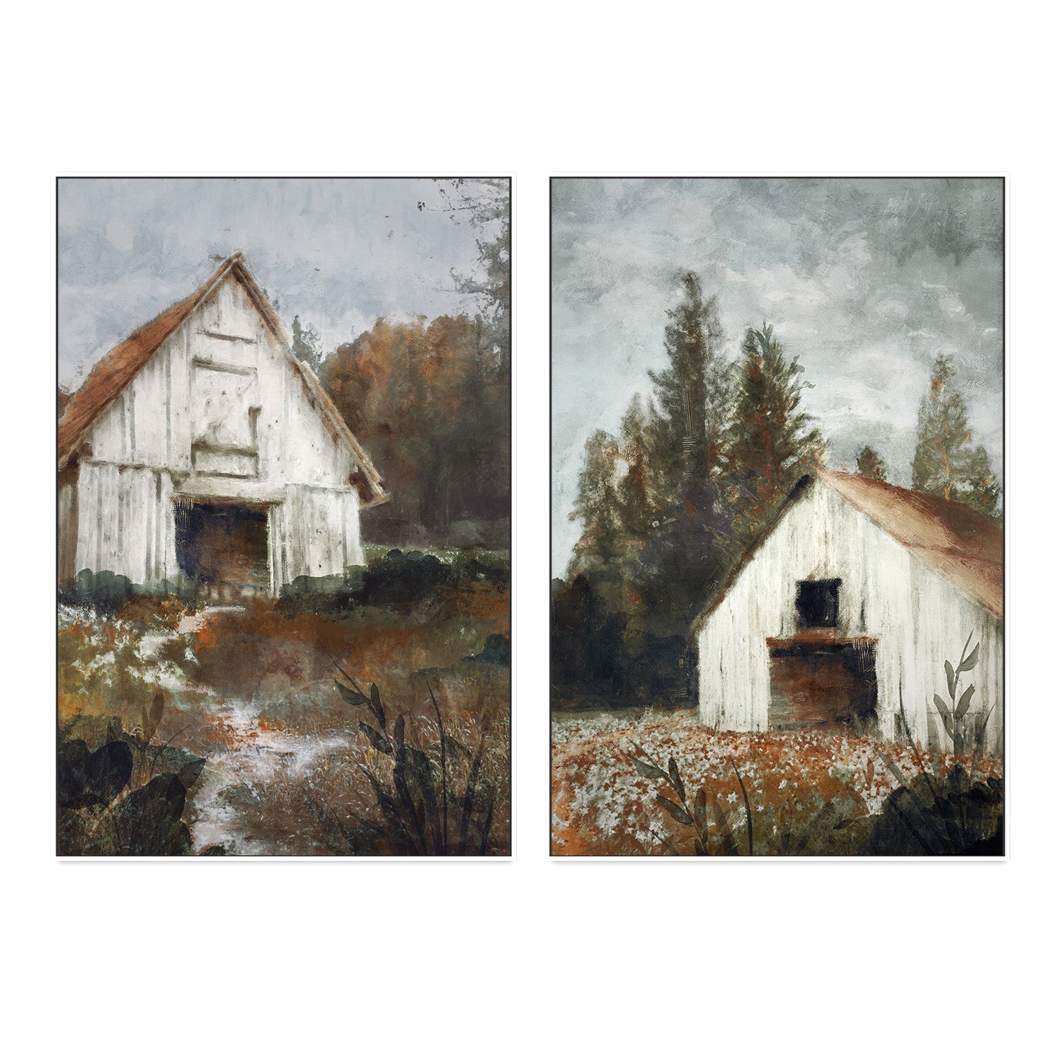 wall-art-print-canvas-poster-framed-Autumn Farmhouse, Style A & B, Set of 2 , By Nina Blue-5