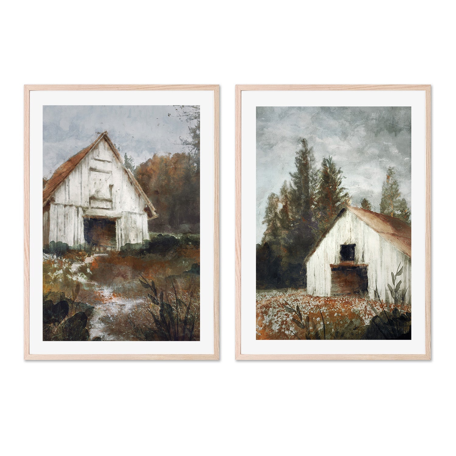 wall-art-print-canvas-poster-framed-Autumn Farmhouse, Style A & B, Set of 2 , By Nina Blue-6