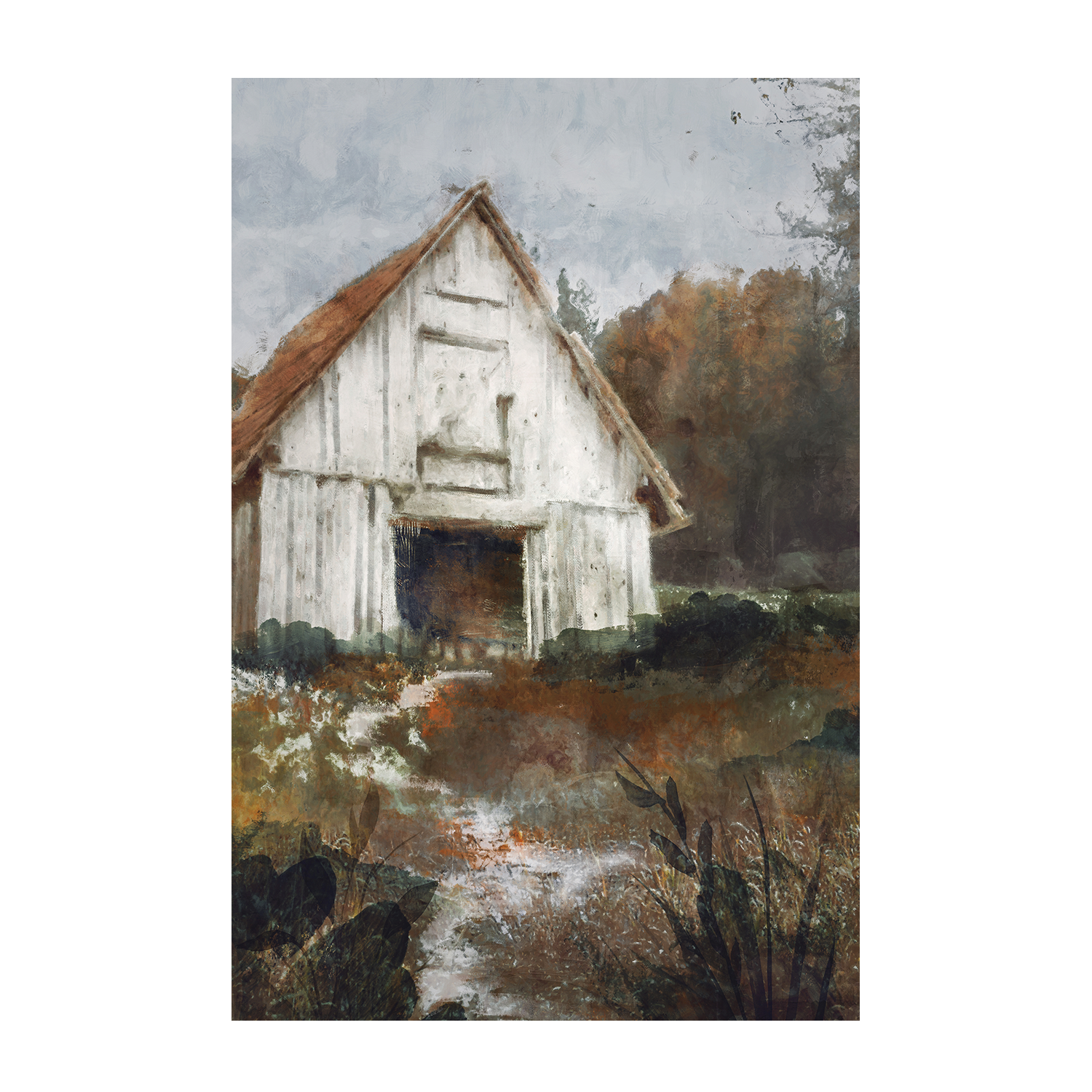 wall-art-print-canvas-poster-framed-Autumn Farmhouse, Style A & B, Set of 2 , By Nina Blue-7