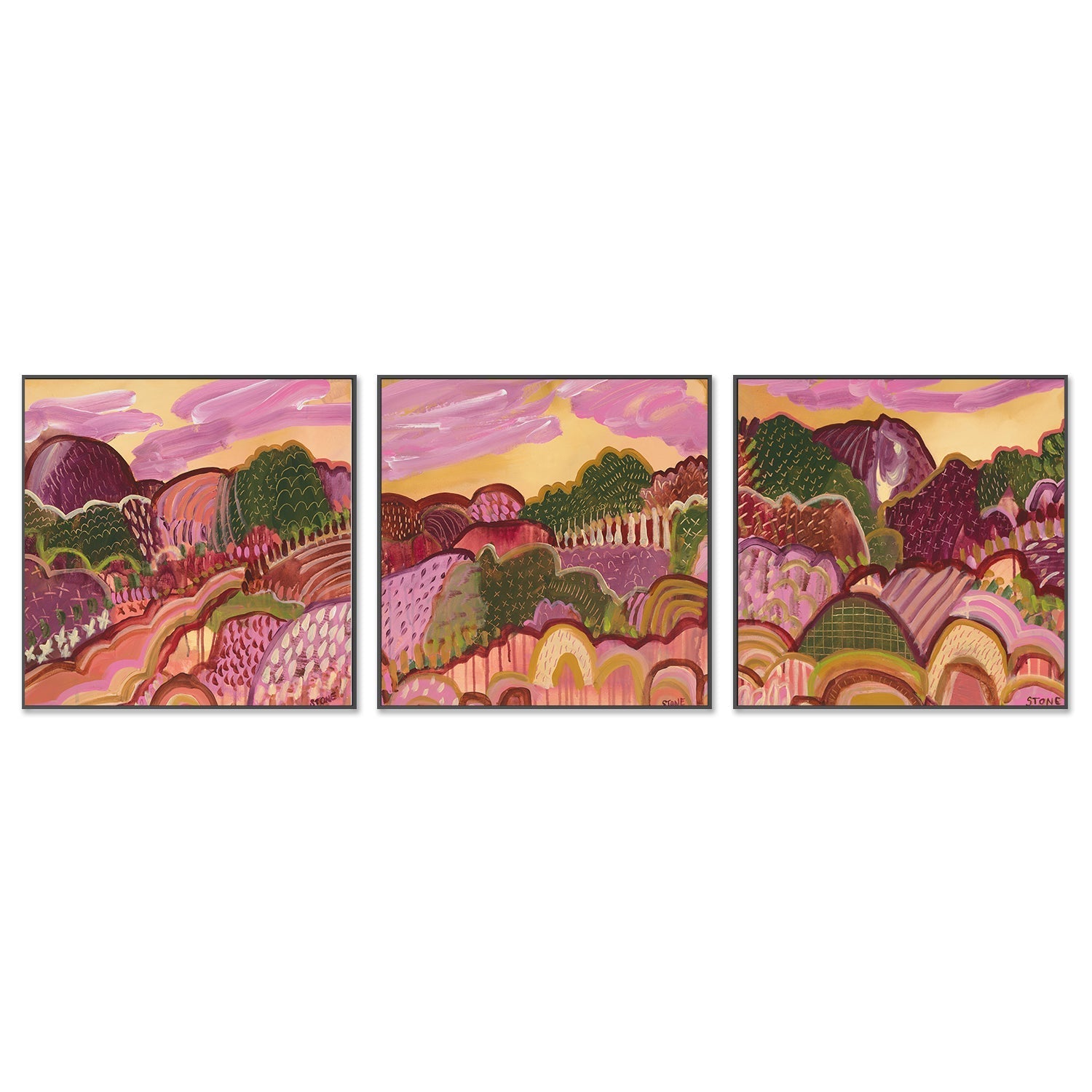 wall-art-print-canvas-poster-framed-Autumn Hills, Style A ,B & C, Set Of 3 , By Belinda Stone-3