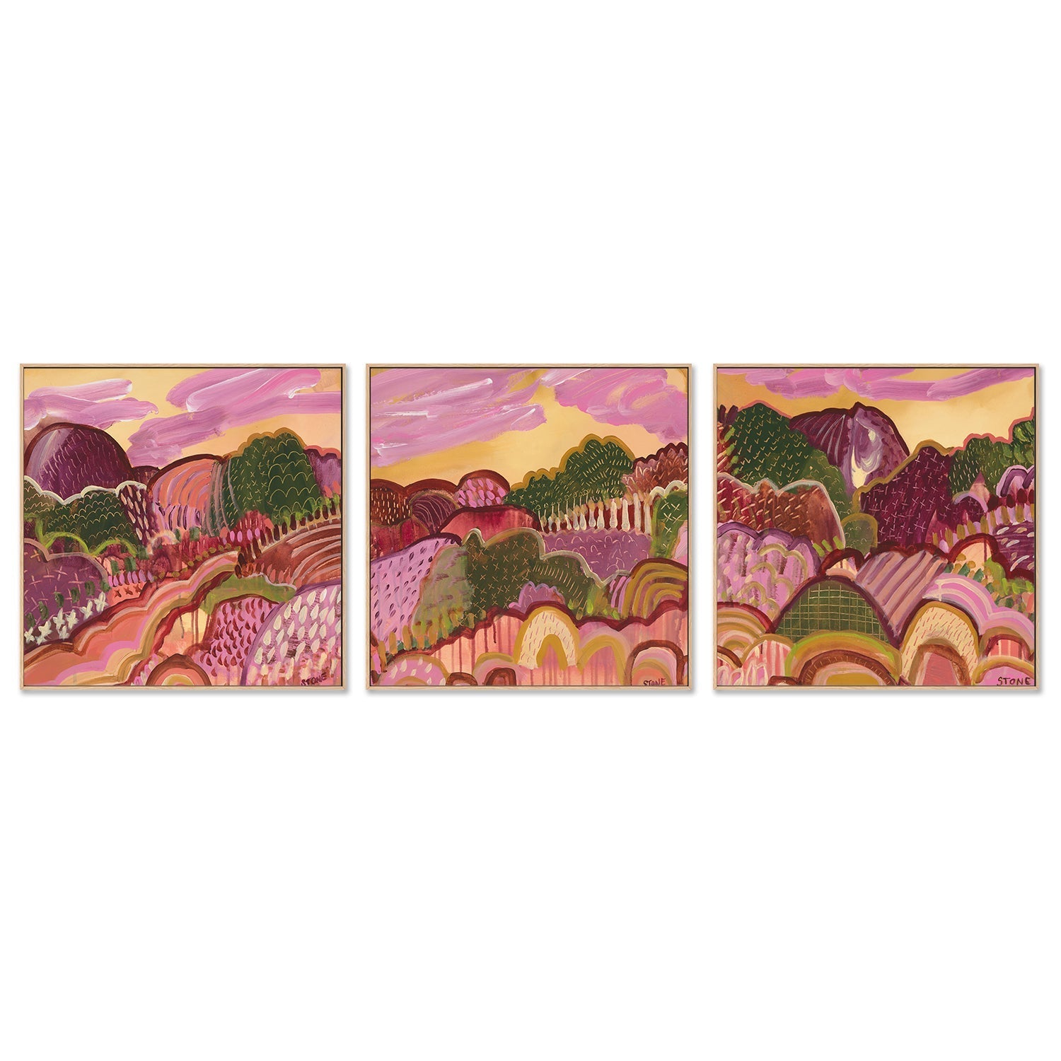 wall-art-print-canvas-poster-framed-Autumn Hills, Style A ,B & C, Set Of 3 , By Belinda Stone-4