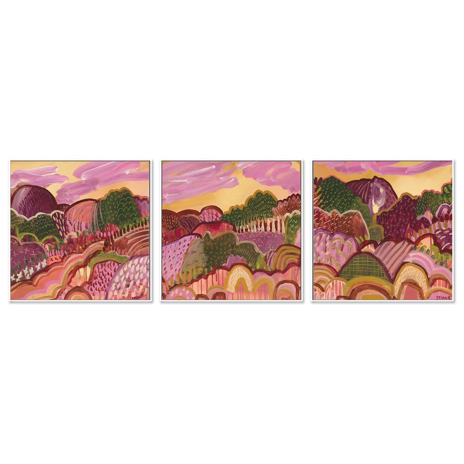 wall-art-print-canvas-poster-framed-Autumn Hills, Style A ,B & C, Set Of 3 , By Belinda Stone-5