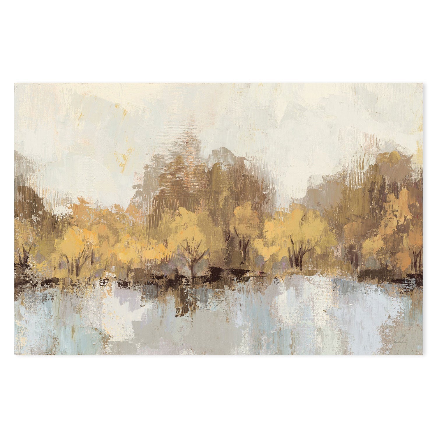 wall-art-print-canvas-poster-framed-Autumn River Reflection Gold-by-Silvia Vassileva-Gioia Wall Art